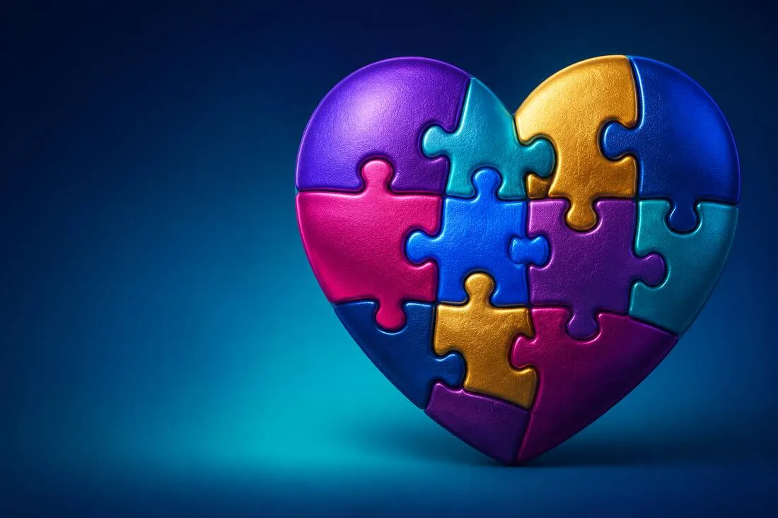 A colorful heart-shaped puzzle